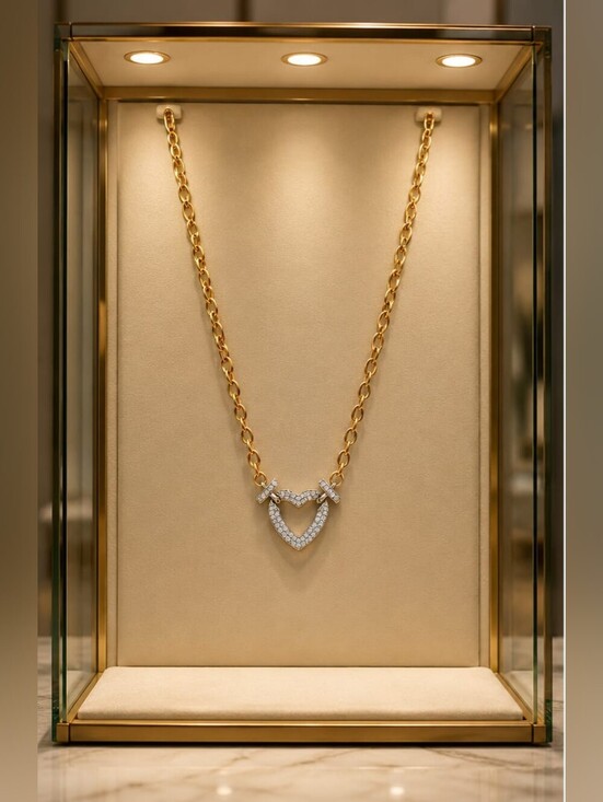 Anthropologie Jewelry - Gold-Tone Chain Necklace with Crystal Heart Pendant